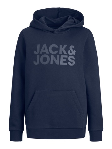 Jack & Jones Hanorac baieti, Regular Fit cu buzunar tip marsupiu si imprimeu cu logo, Bleumarin inchis - Img 8