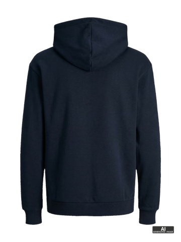 Jack & Jones Hanorac barbati, cu buzunar tip marsupiu, Relaxed Fit, JJEBRADLEY, Bleumarin inchis - Img 8