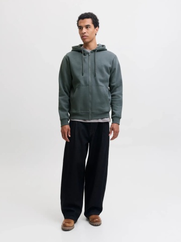Jack & Jones Hanorac barbati, cu fermoar si gluga, Regular fit, JJEBRADLEY, Gri albastrui - Img 6