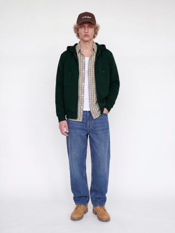 Jack & Jones Hanorac barbati, cu fermoar si gluga, Regular fit, JJEBRADLEY, Verde inchis - Img 4