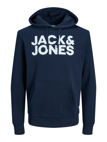 Jack & Jones Hanorac barbati fara fermoar, imprimeu cu logo, JJECORP, Bleumarin inchis - Img 8