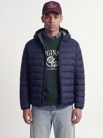 Jack & Jones Jacheta barbati, PUFFER, cu puf de rata, Regular fit, JJEBERG, Bleumarin inchis