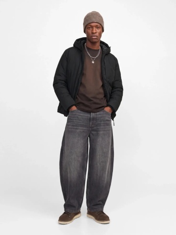 Jack & Jones Jacheta barbati, Regular fit, cu gluga fixa reglabila cu snur, JCOCLUB, Negru - Img 4