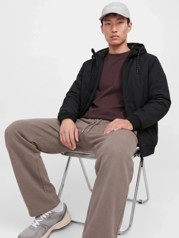 Jack & Jones Jacheta de tranzitie barbati, Regular fit, cu gluga fixa reglabila cu snur, JCOFUSION, Negru - Img 3