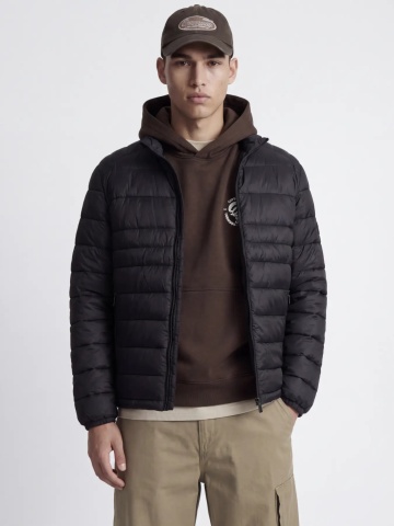 Jack & Jones Jacheta matlasata, barbati, fara gluga, Regular fit, JJEKINGSLEY, Negru