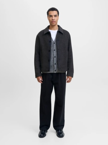 Jack & Jones Palton scurt barbati, JPRBLACOBBS, cu guler inalt si 2 buzunare oblice, Gri inchis - Img 6
