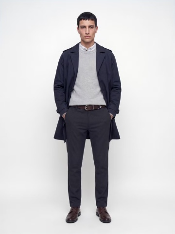 Jack & Jones Pantaloni chino, barbati, cu talie joasa, Slim fit, JPSTMARCO BOWIE, Bleumarin inchis - Img 4