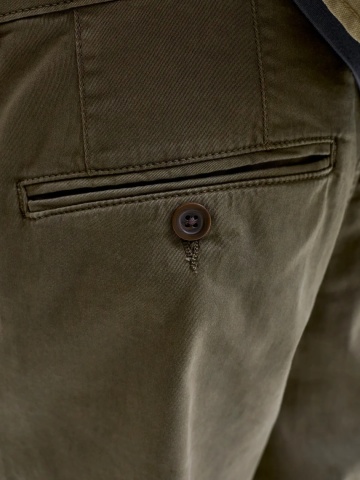 Jack & Jones, Pantaloni chino barbati, cu talie medie, Regular Fit, Jpstollie, Verde inchis - Img 4