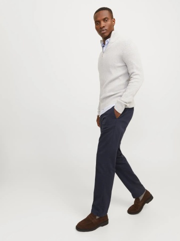 Jack & Jones, Pantaloni chino barbati, cu talie medie, Relaxed Fit, JPSTKANE BARRET, Bleumarin inchis - Img 7