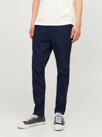 Jack & Jones Pantaloni chino barbati, Dave, croiala Slim fit, Bleumarin inchis