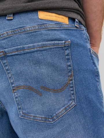 Jack & Jones Plus Blugi Mike, barbati big sizes, cu talie inalta si croiala Conica, Albastru - Img 4