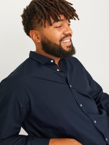 Jack & Jones Plus Camasa barbati big sizes, Joe, Regular fit, Bleumarin inchis - Img 3