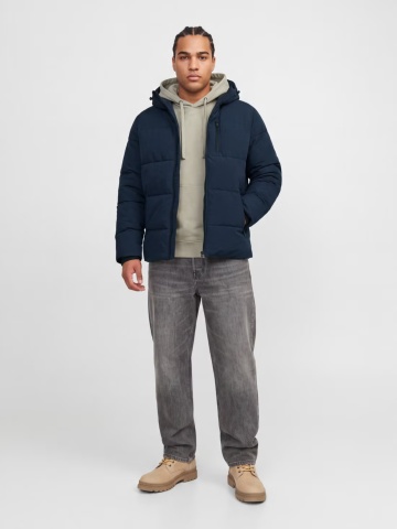 Jack & Jones Plus Geaca barbati big sizes, PUFFER, cu gluga, JJEBECKS, Bleumarin inchis - Img 4