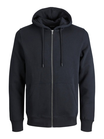 Jack & Jones Plus Hanorac cu fermoar, barbati big sizes, Relaxed Fit, JJEBRADLEY, Negru - Img 8