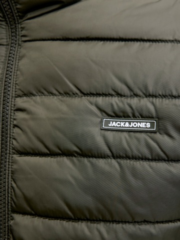 Jack & Jones Plus Jacheta matlasata barbati big sizes, fara gluga, Regular fit, JJELVIS, Verde inchis - Img 3
