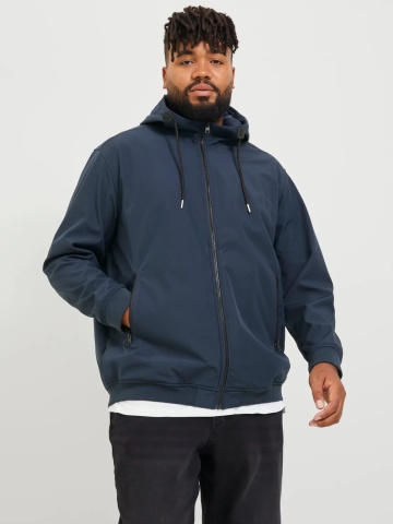 Jack & Jones Plus Jacheta softshell cu gluga barbati big sizes, Bleumarin inchis