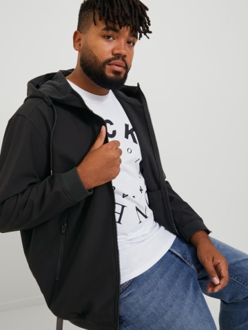 Jack & Jones Plus Jacheta softshell cu gluga barbati big sizes, Negru - Img 3
