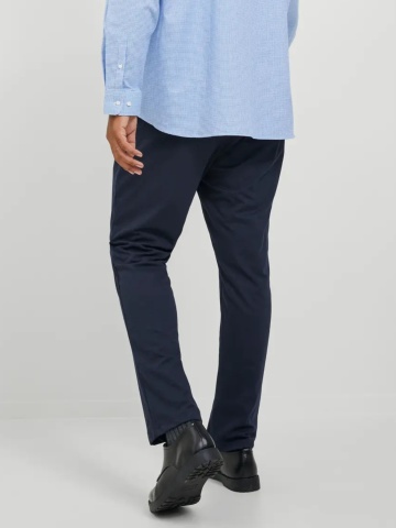 Jack & Jones Plus Pantaloni chino barbati big sizes, cu talie joasa si croiala Slim Fit, Bleumarin inchis - Img 2
