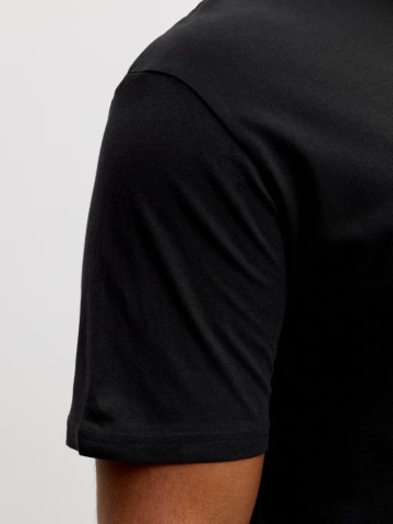 Jack & Jones Plus Tricou barbati big sizes, din bumbac, Regular fit, JJRUSH, Negru - Img 5