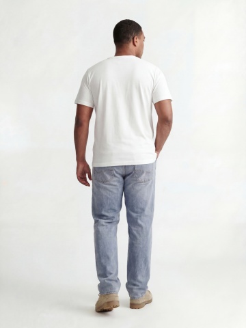 Jack & Jones Plus Tricou la baza gatului barbati big sizes, din bumbac, Regular Fit, Alb - Img 6