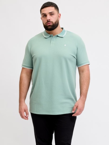 Jack & Jones Plus Tricou polo barbati big sizes, cu logo, Regular fit, Verde deschis