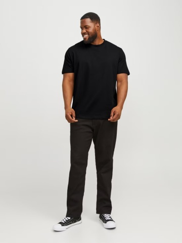 Jack & Jones Plus Tricou simplu barbati big sizes, Bradley, decolteu la baza gatului, Negru - Img 6