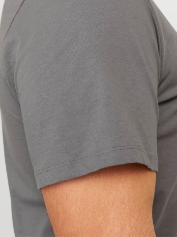 Jack & Jones Plus Tricou simplu barbati big sizes, Bradley, decolteu la baza gatului, Gri - Img 4