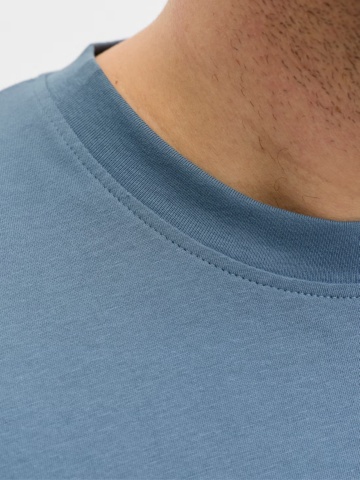 Jack & Jones Plus Tricou simplu barbati big sizes, Bradley, decolteu la baza gatului, Albastru - Img 3