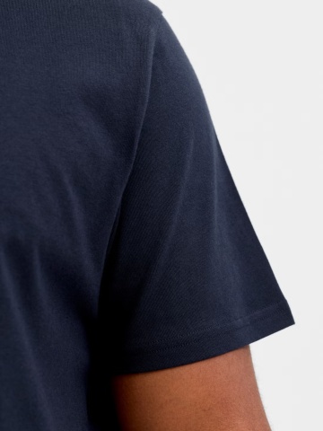 Jack & Jones Plus Tricou simplu, barbati big sizes, din bumbac organic, Relaxed Fit, Bleumarin inchis - Img 4