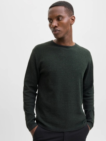 Jack & Jones Pulover tricotat barbati cu decolteu la baza gatului, Verde inchis - Img 5
