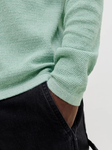 Jack & Jones Pulover tricotat barbati cu decolteu la baza gatului, Verde deschis - Img 4