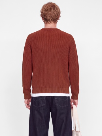 Jack & Jones Pulover tricotat barbati, decolteu la baza gatului, Regular Fit, JJPANNEL, Caramiziu - Img 2