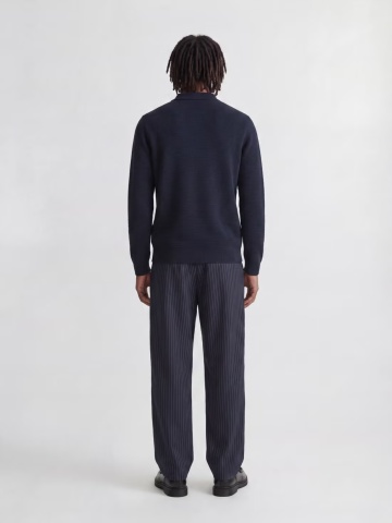 Jack & Jones Pulover tricotat barbati, din bumbac organic, guler polo, Bleumarin inchis - Img 4