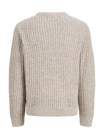 Jack & Jones Pulover tricotat, barbati, in doua noante cu decolteu la baza gatului, Regular fit, JJJAXON, Bej melanj - Img 9