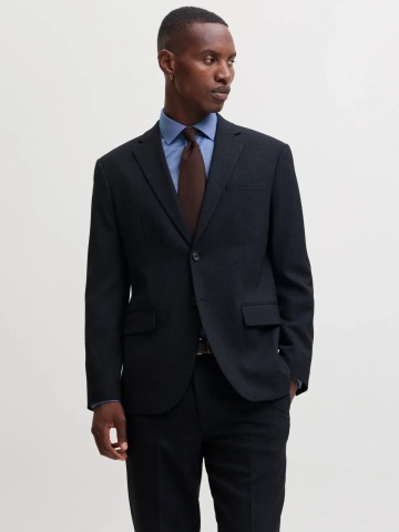 Jack & Jones Sacou barbati, din amestec de lana, Slim fit, JPRSOLARIS, Bleumarin inchis