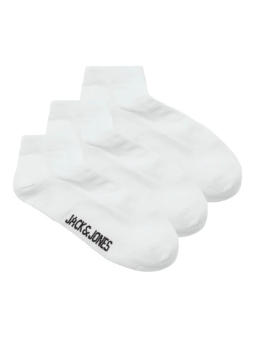 Jack & Jones Set 3 perechi de sosete scurte, barbati, din amestec de bumbac, JACLOUIS, Alb