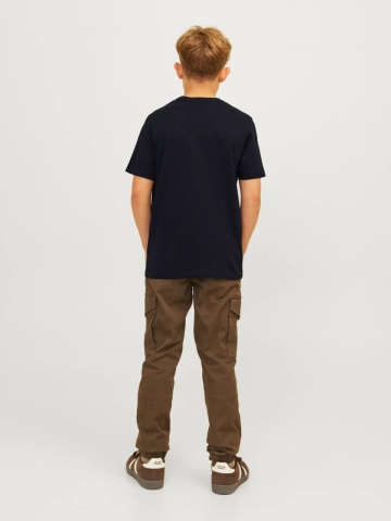 Jack & Jones Tricou baieti, din bumbac organic, Regular fit la baza gatului, JJECORP, Negru - Img 7
