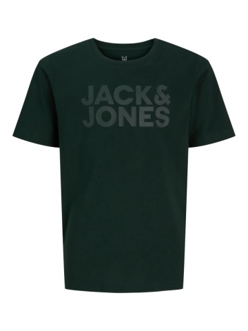 Jack & Jones Tricou baieti, din bumbac organic, Regular fit la baza gatului, JJECORP, Verde inchis - Img 8