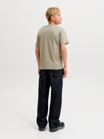 Jack & Jones Tricou baieti, din bumbac, Regular fit la baza gatului, Olive - Img 7