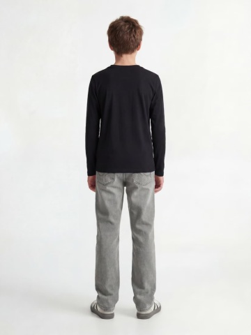 Jack & Jones Tricou baieti la baza gatului, cu maneca lunga, din bumbac organic, Regular fit, Negru - Img 7