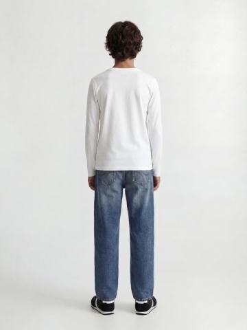 Jack & Jones Tricou baieti la baza gatului, cu maneca lunga, din bumbac organic, Regular fit, Alb - Img 6