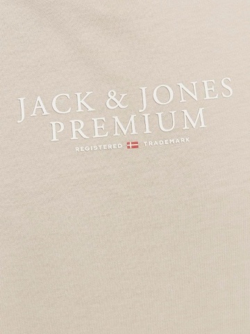 Jack & Jones Tricou barbati cu imprimeu text Jack & Jones Premium, Crem - Img 5