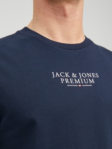 Jack & Jones Tricou barbati cu imprimeu text Jack & Jones Premium, Bleumarin inchis - Img 5