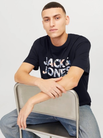 Jack & Jones Tricou barbati, din bumbac, Regular fit, JWHBRYAN, Bleumarin inchis - Img 5
