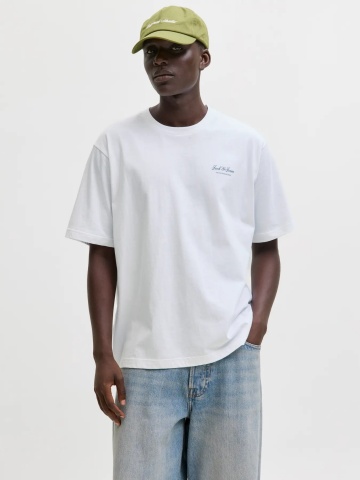 Jack & Jones Tricou barbati, din bumbac, Relaxed Fit, JJEARCHIVE, Alb