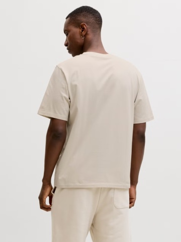 Jack & Jones Tricou barbati, JJESOHO TEE SS, la baza gatului, Relaxed Fit, Crem - Img 2