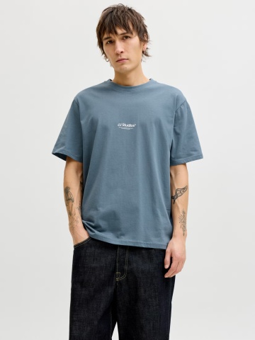 Jack & Jones Tricou barbati, JJESOHO TEE SS, la baza gatului, Relaxed Fit, Albastru inchis