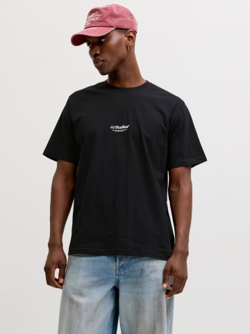 Jack & Jones Tricou barbati, JJESOHO TEE SS, la baza gatului, Relaxed Fit, Negru