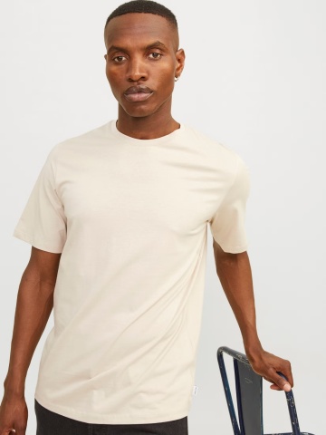 Jack & Jones Tricou basic barbati, Noos, Regular fit, Crem - Img 3