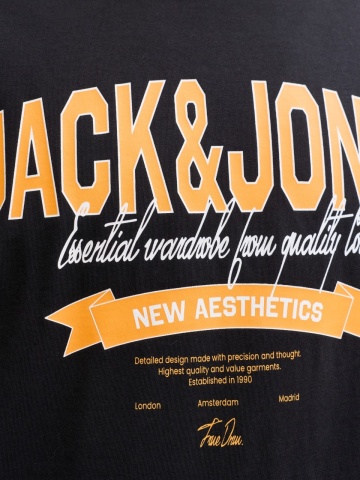 Jack & Jones Tricou cu decolteu la baza gatului, barbati, Standard fit, Negru - Img 4